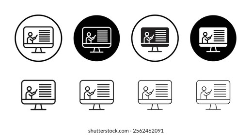 Online course icon Flat art in black and white isolated