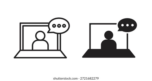 Icono de curso en línea plano y delgado paquete de Vector de carrera. Conjunto de iconos editables