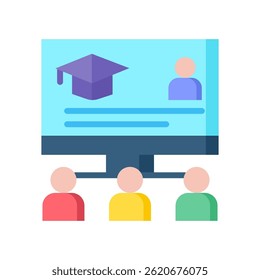 Icono de curso en línea Ilustración vectorial plana