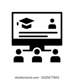 Icono de curso en línea Ilustración vectorial de glifos