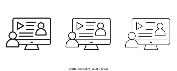 Icono de curso en línea. Ilustración vectorial de estilo minimalista dibujado a mano
