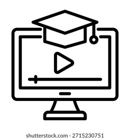 Ilustración vectorial de diseño de línea de íconos de curso en línea