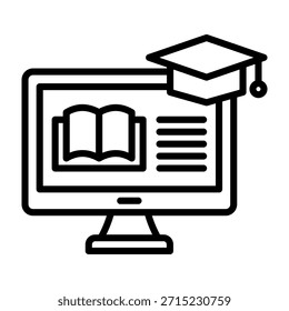 Online Course Icon Line Design Vector Illustration