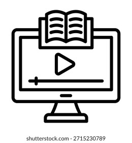 Ilustração de vetor de design de linha de ícone de curso online