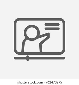 Online course icon line. Isolated symbol on online education topic with online course icon and also eteaching and consulting meaning vector illustration.