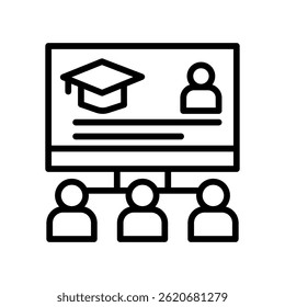 Online Course Icon Line Vector Illustration