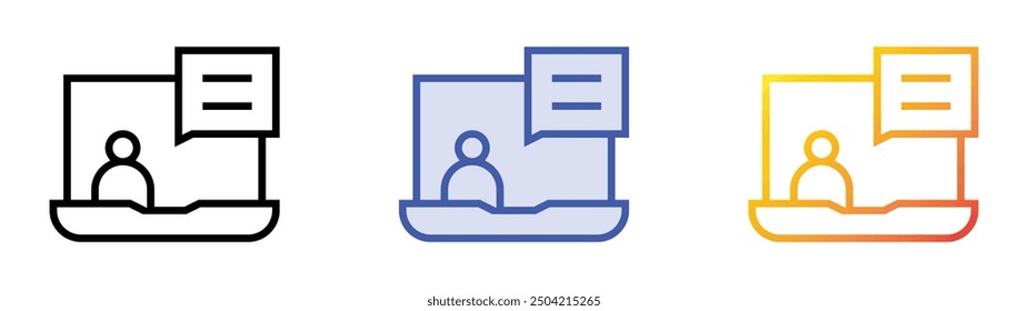 online course icon. Linear, Blue Fill and Gradient Style Design Isolated On White Background