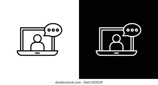 Icono de curso en línea icono lineal. Línea con trazo editable