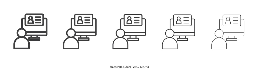 Online course icon in linear strokes concept