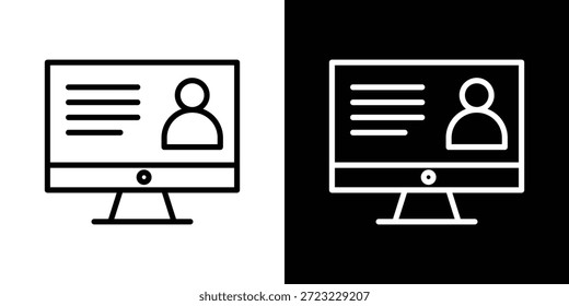 Concepto de logotipo de icono de curso en línea en trazos