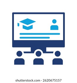 Online Course Icon Mixed Vector Illustration