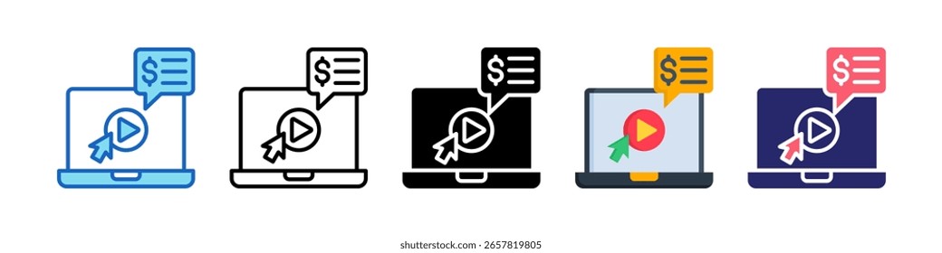 Icono de curso en línea Conjunto de estilos múltiples Colección.