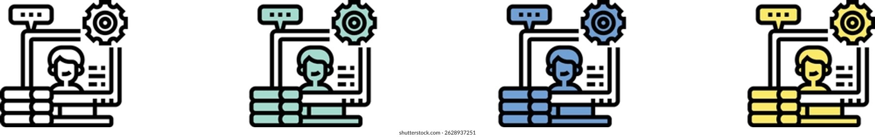 online course icon. Outline, Green, Blue and Yellow Style Design Isolated On White Background