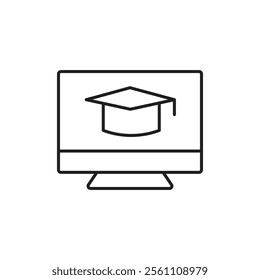 Online course icon Outline vector line symbol