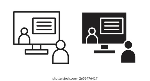 Online course icon, outline vector sign, linear and solid style pictogram isolated on white.