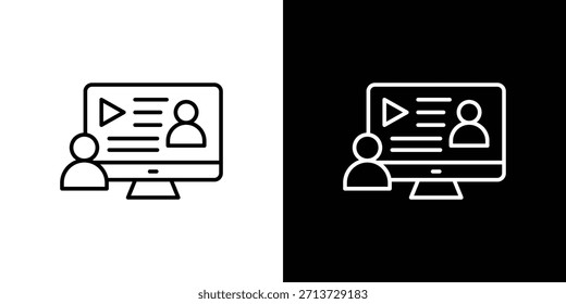 Icono del curso en línea, signo del Vector del contorno, Descarga del diseño del logotipo
