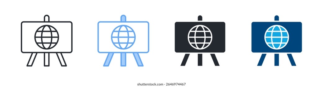 Online Course Icon Set Multiple Style. Designed In Outline, Blue, Glyph, Dual Tone