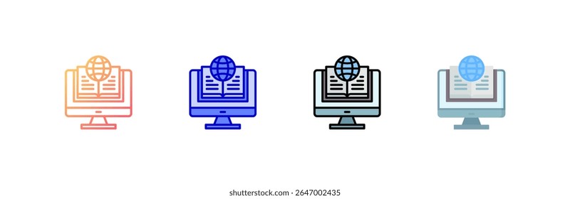 Online Course Icon set multiple style collection