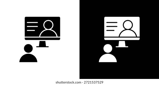 Paquete de diseño de ilustración plana de Vector de silueta de icono de curso en línea.