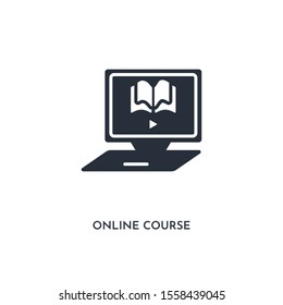 online course icon. simple element illustration. isolated trendy filled online course icon on white background. can be used for web, mobile, ui.
