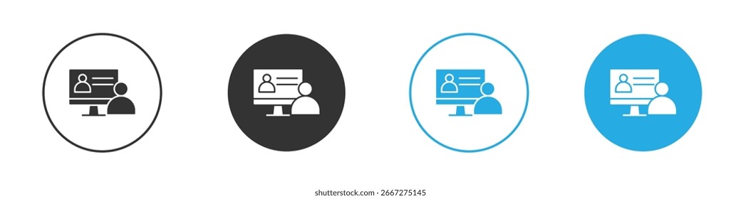 Online course icon, simple flat style, illustration, logo sign symbol pictogram template, for ui or ux.