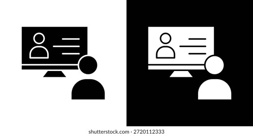 Online course icon simple flat graphic illustrations. Black and white silhouette vector