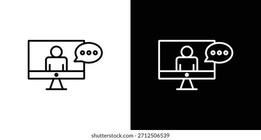 Icono de curso en línea en estilo lineal simple.