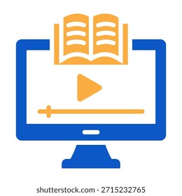 Ícone Online do Curso Ilustração de Vetor de Design de Cor Sólida