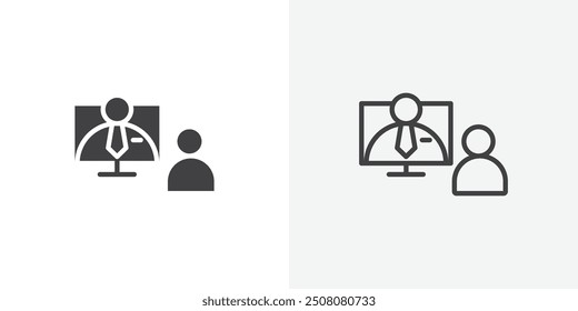 Online course icon in solid and outlined style