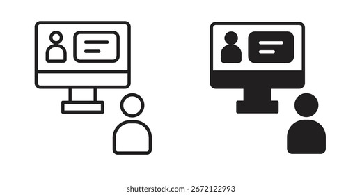 Online course icon solid style. Flat vector illustration.