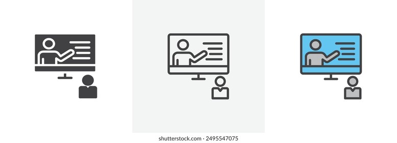 Online course icon symbol collection on white background.