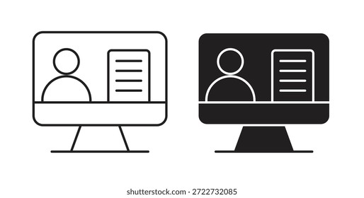 Símbolo de icono de curso en línea. Vector EPS 10. icono de línea y glifo