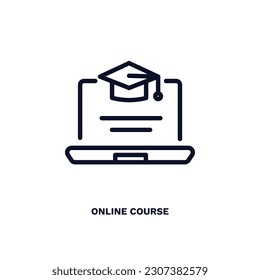 online course icon. Thin line online course icon from distance learning collection. Outline vector isolated on white background. Editable online course symbol can be used web and mobile