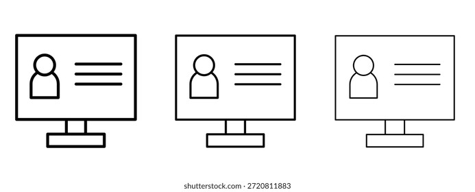 Símbolo de línea delgada del icono del curso en línea en el fondo blanco, Ilustración vectorial editable del movimiento