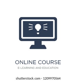Online course icon. Trendy flat vector Online course icon on white background from E-learning and education collection, vector illustration can be use for web and mobile, eps10