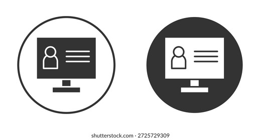 Icono de curso en línea en blanco y negro plano de moda. adecuado para el Diseño gráfico