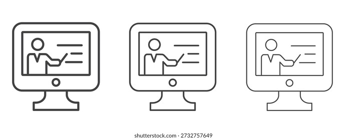 Icono de curso en línea Vector Gráficos. Iconos de líneas delgadas negras