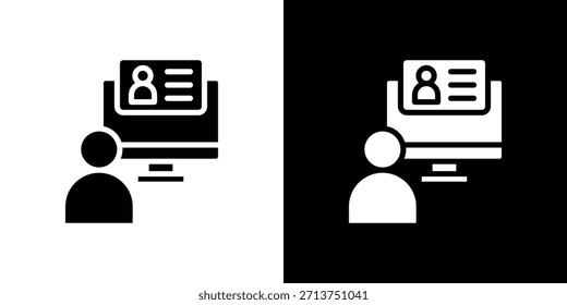 Icono de curso en línea. Ilustración vectorial. Silueta en color negro