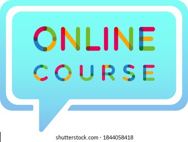 Symbol für Online-Kurse, Vektorgrafik. mehrfarbiger Text auf hellblauem Hintergrund. Online-Bildungs-Symbol für Webdesign.  