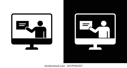 Online course icon vector, solid logo illustration, pictogram