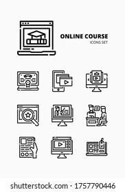 ONLINE COURSE Icon für Webseiten, Anwendungen, Karten, Druck, soziale Medien, Beiträge etc.