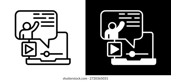 Icono de curso en línea whiteblack Ilustración vectorial