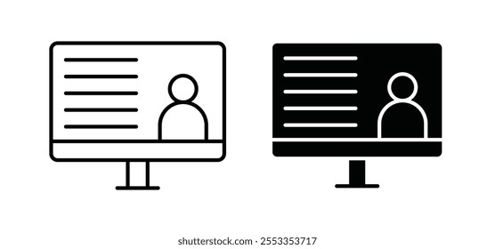 Online course icons in black filled and outlined style