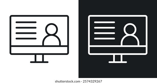 Online course icons in thin black and white stroke liner style