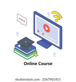 Online Course isometric Colored illustration. EPS File stock illustration