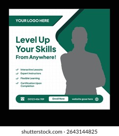 Online Course and Learning Advertisement. Online course social media post design template.