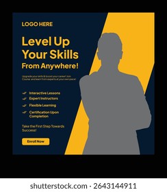 Online Course and Learning Advertisement. Online course social media post design template.