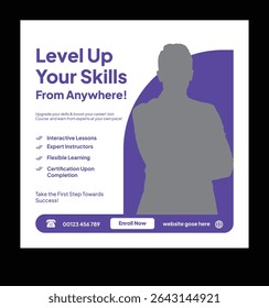 Online Course and Learning Advertisement. Online course social media post design template.