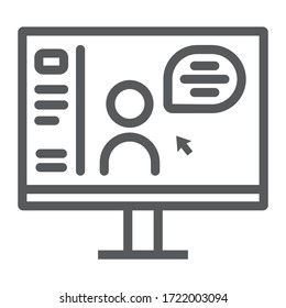 Online Course line icon, education and school, distance education sign vector graphics, a linear icon on a white background, eps 10