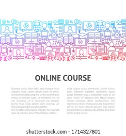 Plantilla de línea de curso en línea. Ilustración vectorial del diseño de esquema.